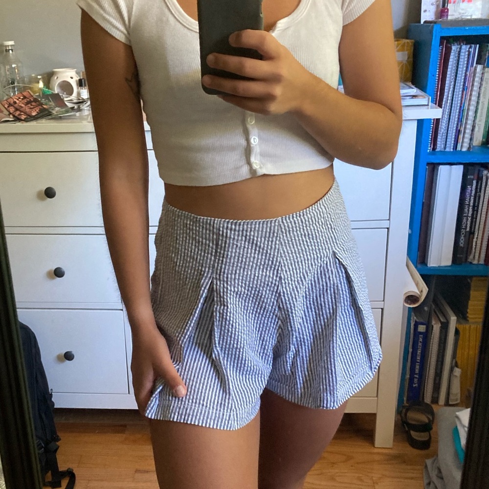 Pinstripe flowy shorts